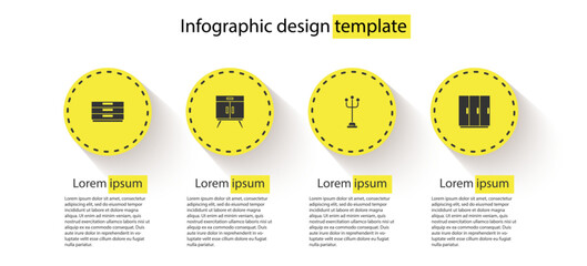 Poster - Set Chest of drawers, , Coat stand and Wardrobe. Business infographic template. Vector