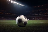 Fototapeta Sport - Football ball pitch in light. Generate Ai