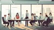 © Left - illustration of business meeting