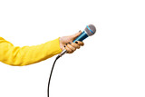 Fototapeta Abstrakcje - hand holding microphone isolated on transparent background