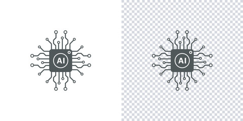 Artificial intelligence AI processor chip icon.AI Processor vector icon for websites and mobile  thin lines Flat Icon Solid style,Vector illustration.