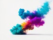 Colorful smoke on white background, vivid colored smoke, generative ai