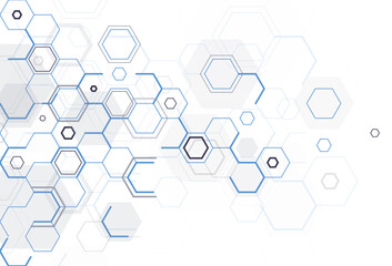 Abstract hexagon background. Technology poligonal design. Digital futuristic minimalism. Vector