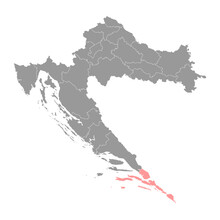 Dubrovnik Neretva County Map, Subdivisions Of Croatia. Vector Illustration.