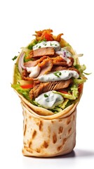 Wall Mural - The Doner kebab (shawarma) isolated on a white background. Generative AI