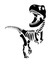 Tyrannosaurus Rex Skeleton . Silhouette Dinosaurs . Front View . Vector .