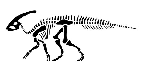 Wall Mural - Parasaurolophus skeleton . Silhouette dinosaurs . Side view . Vector .