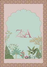 ZA Monogram. Typography Logo For Wedding Invitation. Traditional Decorative Frame