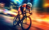 Fototapeta  - person riding a cycle in speed