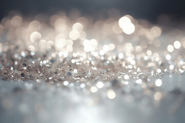 Abstract background of glitter vintage lights . silver and white, Generative AI