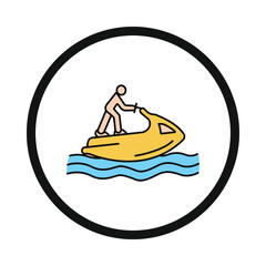 Sticker - boat, man, surf, speed boat, water skiing icon