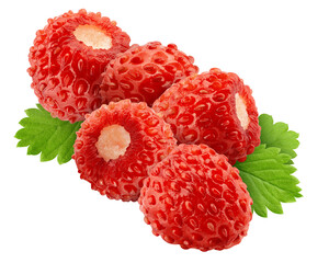 Sticker - wild Strawberry isolated on white background, full depth of field
