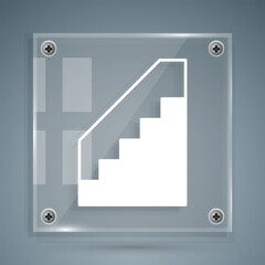 Wall Mural - White Stairs up icon isolated on grey background. Square glass panels. Vector