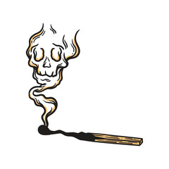 Canvas Print - vintage illustration matchstick burned emitting skull smoke