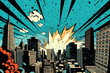© dataimasu - pop art city skyline scene, in the style of comic. generative AI