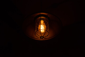 Vintage lantern and warm white light for interior 