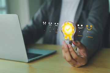 Poster - Customer service satisfaction survey feedback for business review rating and best service or finance digital marketing poll or user comment concepts.