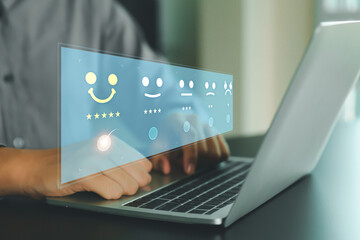 Poster - Customer service satisfaction survey feedback for business review rating and best service or finance digital marketing poll or user comment concepts.