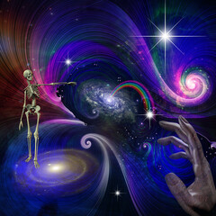 Wall Mural - skeletal figures in cosmos