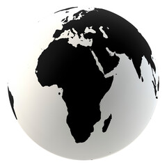 highly detailed earth globe, africa and middle east. png clipart isolated on transparent background