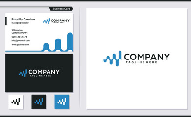 Wall Mural - technology and communications logo vector design elements with a business card template