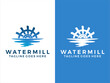Creek water mill logo, water wheel concept  