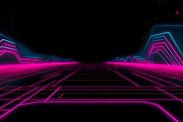 Wall Mural - Abstract neon light arrows background. Neural network AI generated art Generative AI