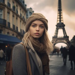 Wall Mural - A AI-generated non-existing beautiful woman in Paris