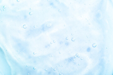 cosmetic gel, serum transparent sample. liquid cream with bubble texture. gel texture of a cosmetic 