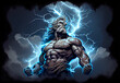 © PlutusART - portrait of Zeus against the background of clouds and lightning. ai generated Generative AI
