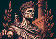 portrait of caesar on the background of rome. ai generated Generative AI