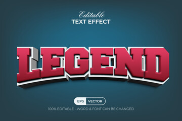 Legend 3D Text Effect Curved Style. Editable Text Effect.