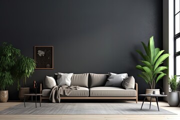 Wall Mural - contemporary living room interior decor using generative AI