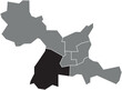 Black flat blank highlighted location map of the RENNES-5 CANTON inside gray administrative map of RENNES, France