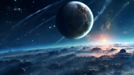 Wall Mural - fascinating galaxy with gorgeaus endless cosmos landscapes with creations of nebulae and planets