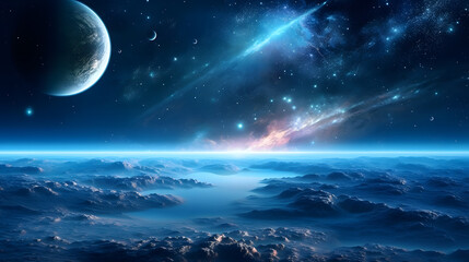 Wall Mural - fascinating galaxy with gorgeaus endless cosmos landscapes with creations of nebulae and planets