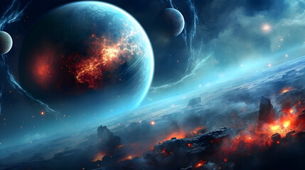 Wall Mural - fascinating galaxy with gorgeaus endless cosmos landscapes with creations of nebulae and planets