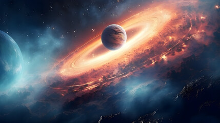 Wall Mural - fascinating galaxy with gorgeaus endless cosmos landscapes with creations of nebulae and planets