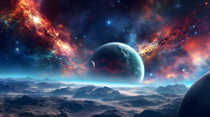 Wall Mural - fascinating galaxy with gorgeaus endless cosmos landscapes with creations of nebulae and planets