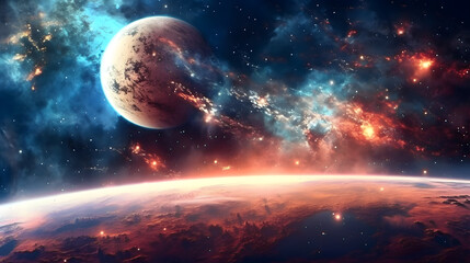 Wall Mural - fascinating galaxy with gorgeaus endless cosmos landscapes with creations of nebulae and planets