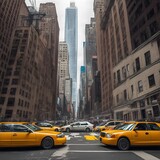 Fototapeta Miasta - City Taxi, NYC, Destroyed, Rush