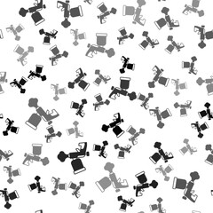 Poster - Black Paint spray gun icon isolated seamless pattern on white background. Vector