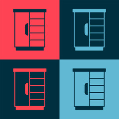 Poster - Pop art Wardrobe icon isolated on color background. Cupboard sign. Vector