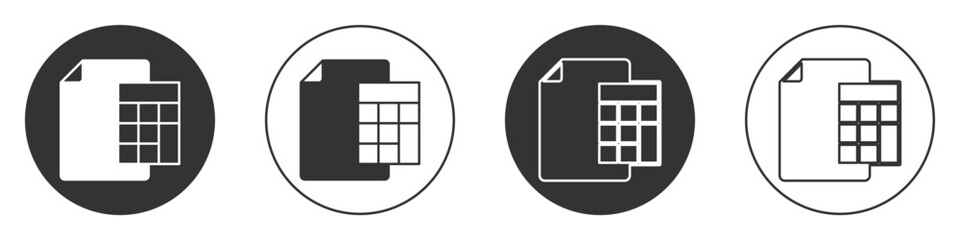 Black Calculator icon isolated on white background. Accounting symbol. Business calculations mathematics education and finance. Circle button. Vector