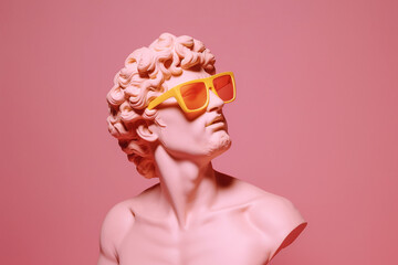 Wall Mural - Ancient bust of a man in sunglasses. 