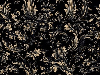  Seamless pattern Royal vintage Victorian Gothic background Rococo venzel and whorl created with Generative AI technology.