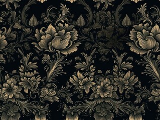 Seamless pattern Royal vintage Victorian Gothic background Rococo venzel and whorl created with Generative AI technology.