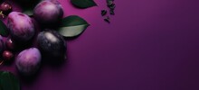 Top View Of Ripe Purple Fruits Abstract Background, Prune, Generative Ai