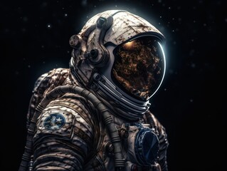 Wall Mural - Astronaut in spacesuit against the background of the night sky Created with Generative AI technology