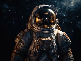 Wall Mural - Astronaut in spacesuit against the background of the night sky Created with Generative AI technology